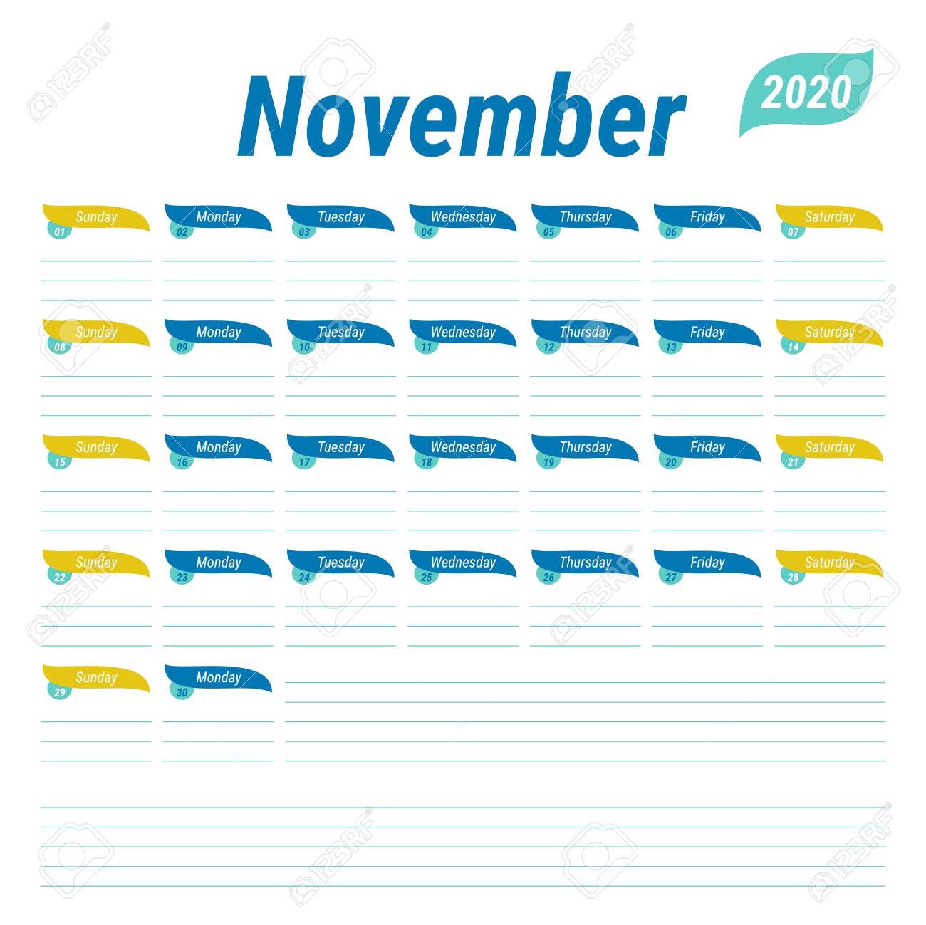 November planner english calendar schedule design journal day book diary or to