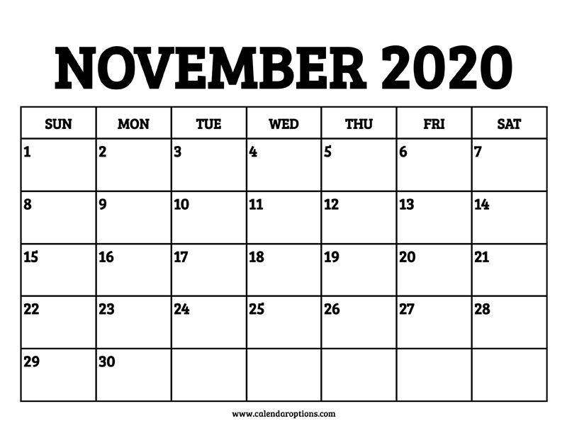 November calendar printable â calendar options