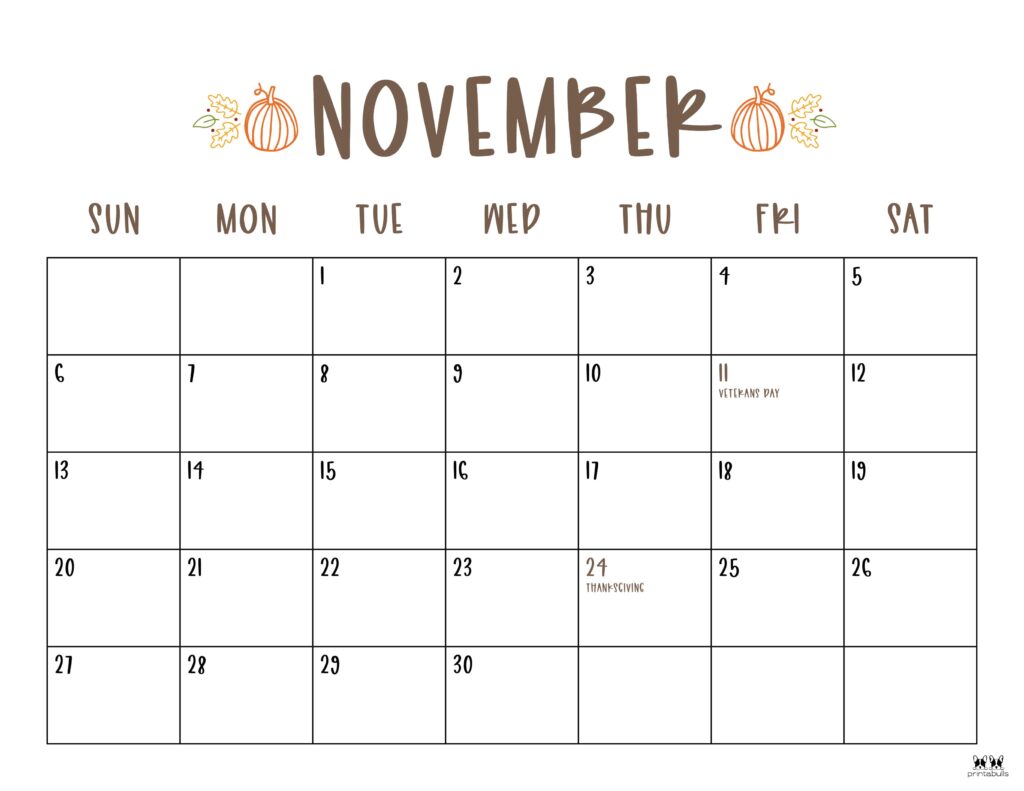 November calendars