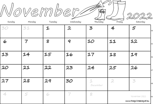 November united kingdom calendar free printable pdf