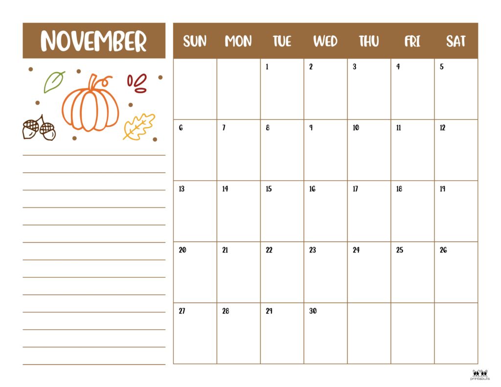 November calendars