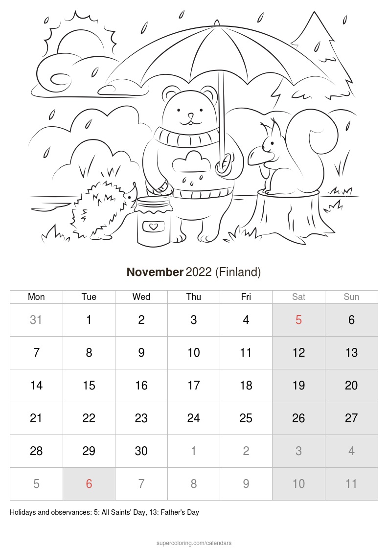 November calendar