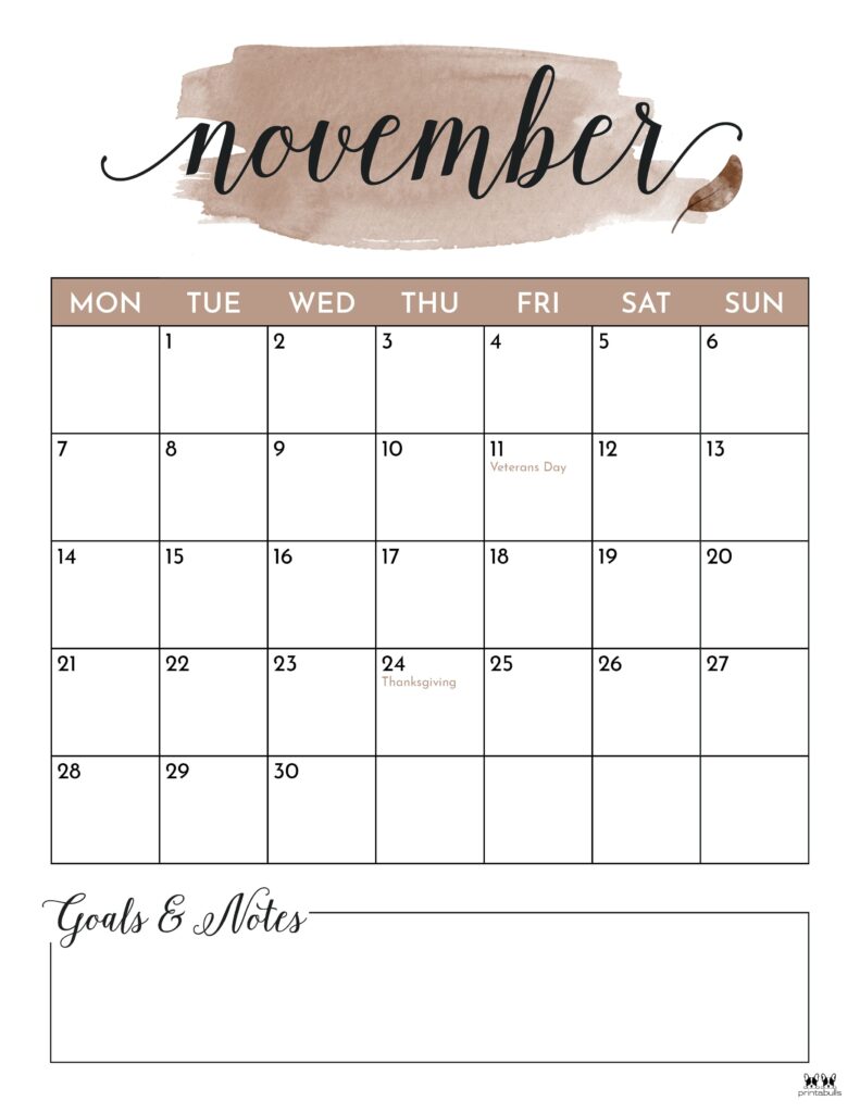 November calendars