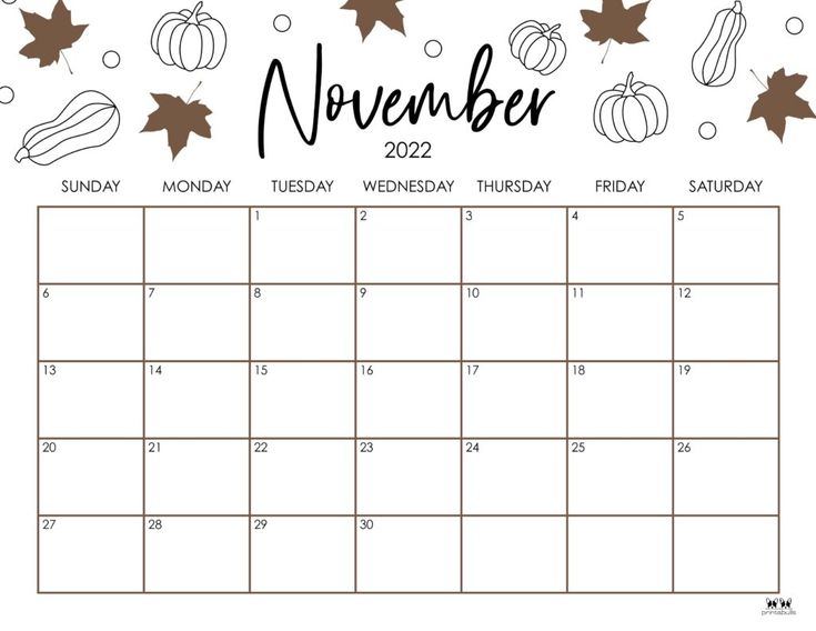 Printable november calendar