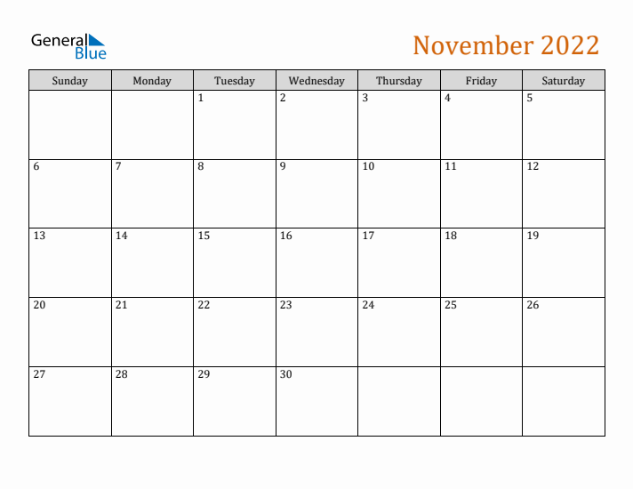 November monthly calendar pdf word excel