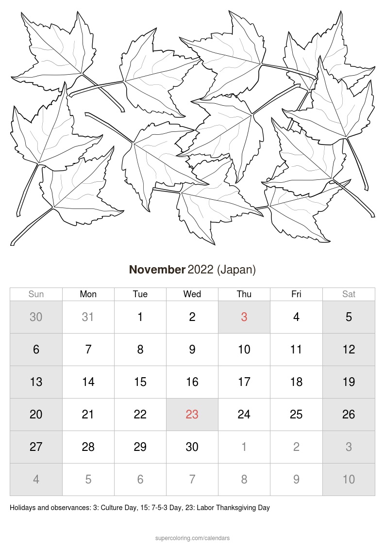 November calendar