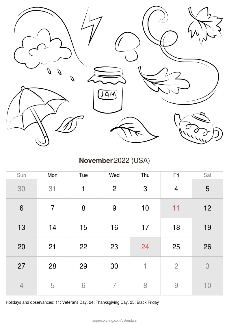 November calendar