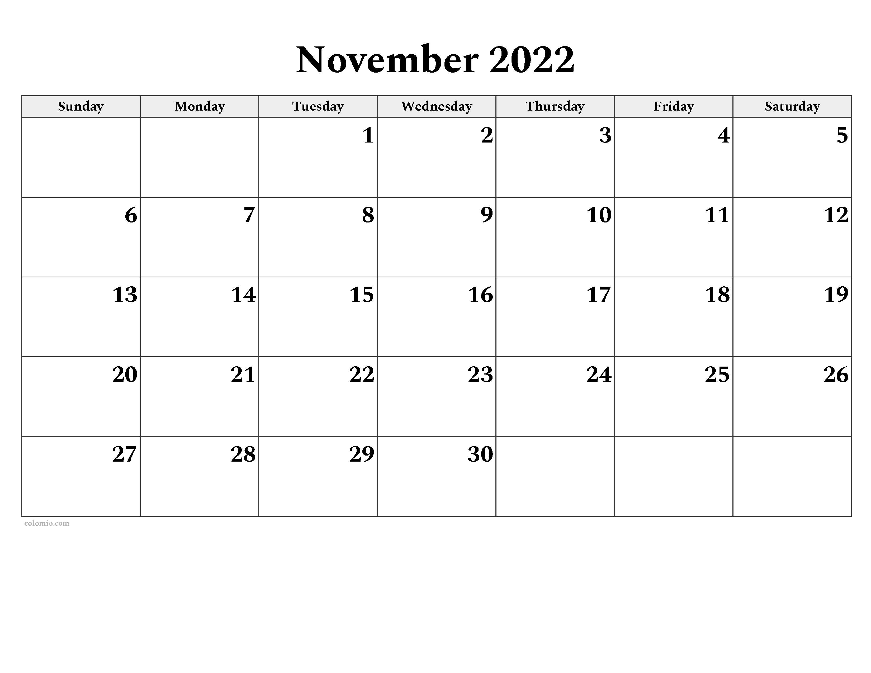 November calendar free printable pdf xls and png