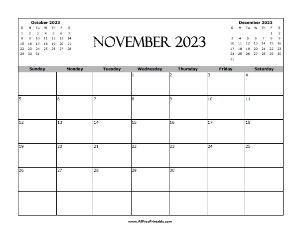 November calendar â free printable