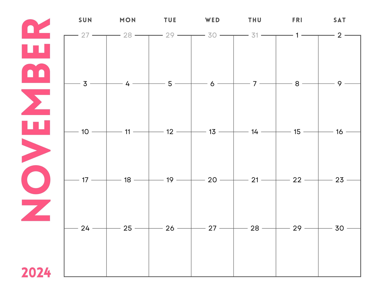 Free and customizable november templates