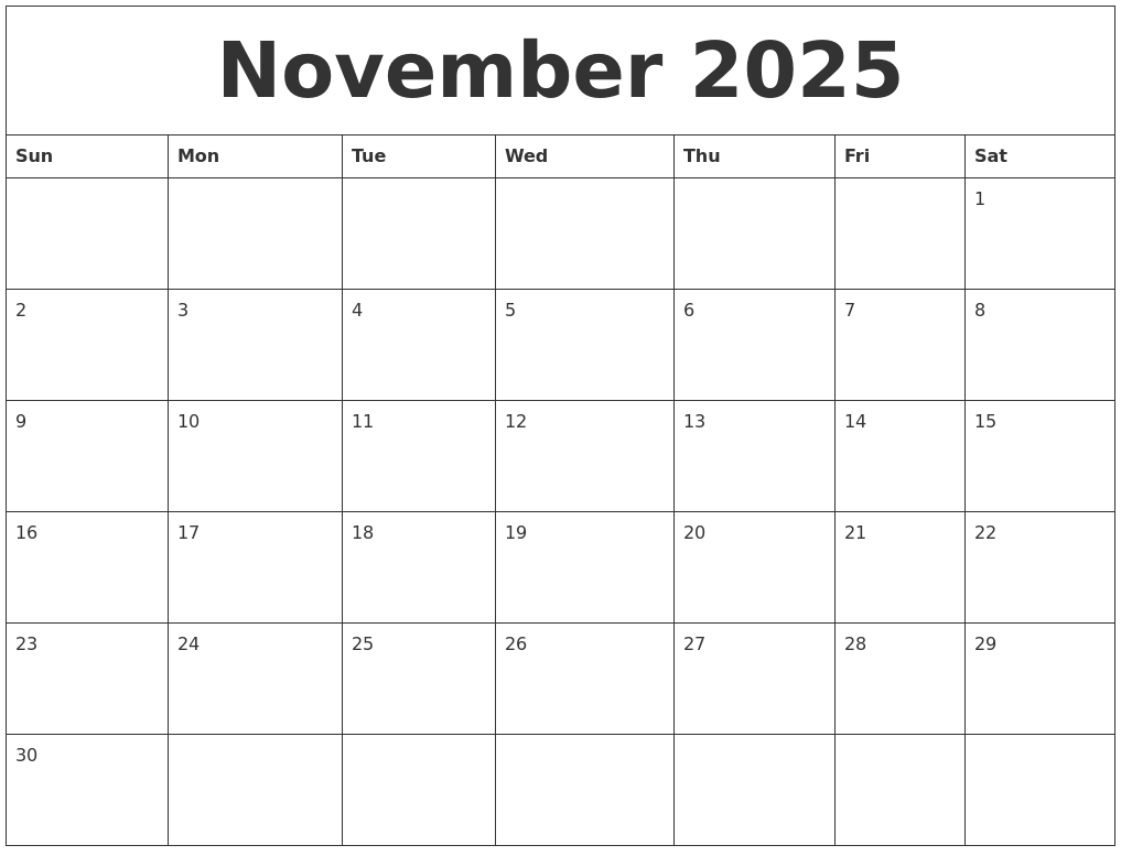 November word calendar