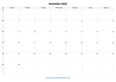 November printable calendar free templates pdf