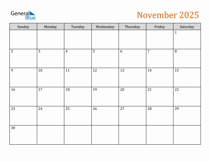 November monthly calendar pdf word excel