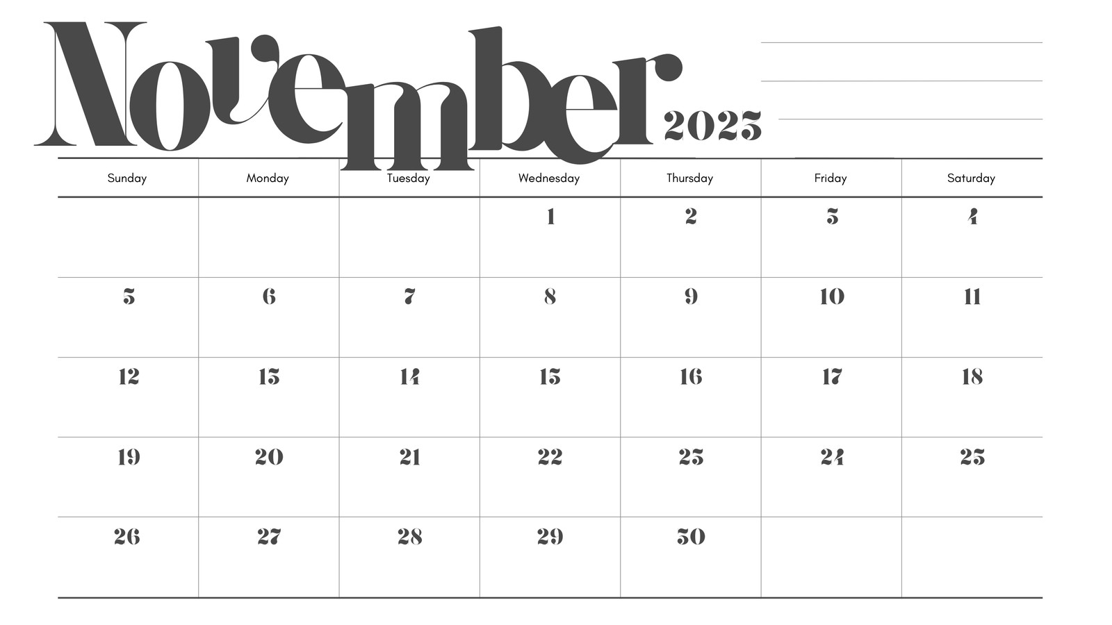 Free and customizable november templates