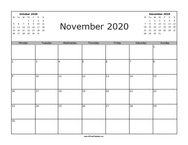 November calendar â free printable
