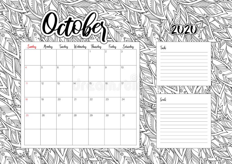 Antisterss calendar doodle illustration coloring book stock vector