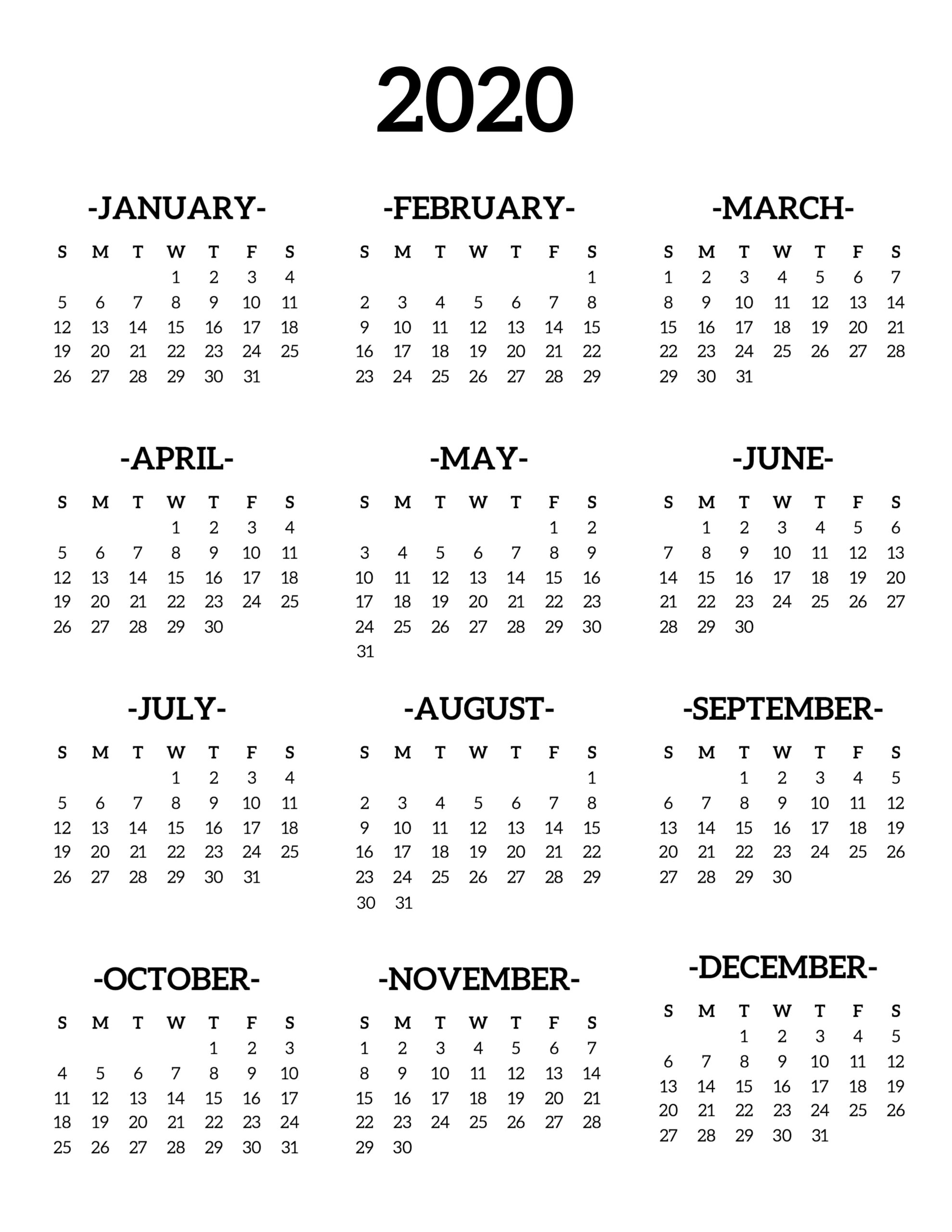 Calendar printable one page