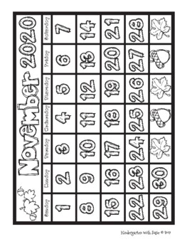 November calendar craft and more by kindergarten with susie tpt