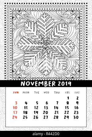 November calendar page in memphis style poster for concept typography design flat color week starts on sunday stock vector image art