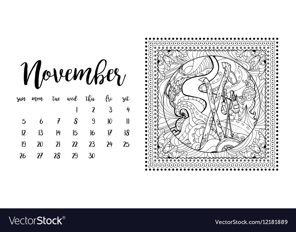 Desk calendar template for month november vector image