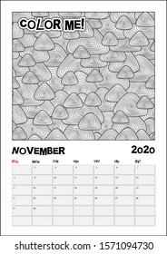 Antistress calendar doodle illustration color stock vector royalty free