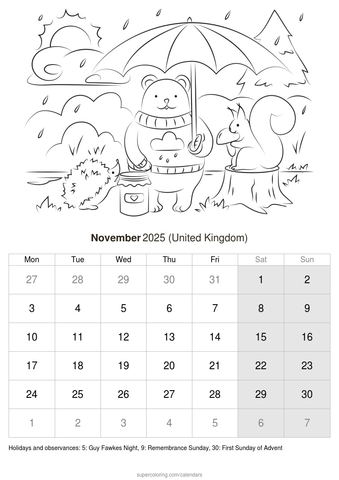 November calendar