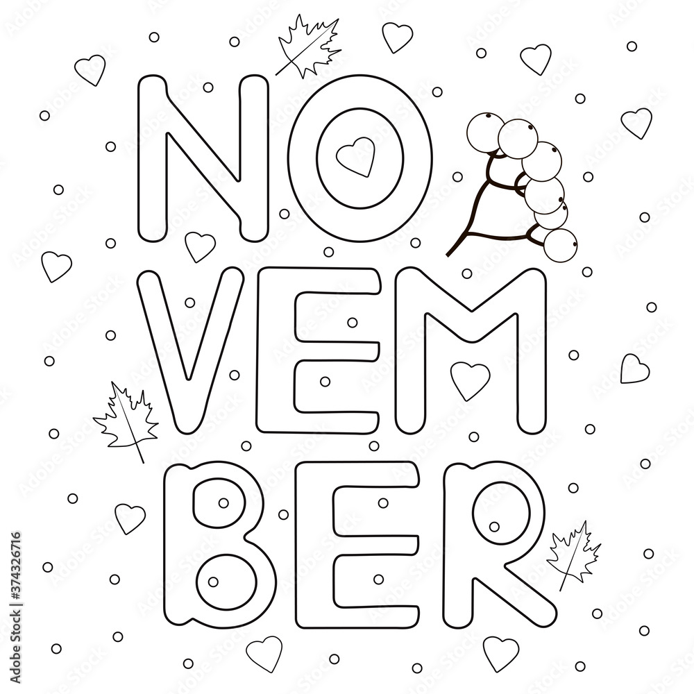 Autumn coloring page november vector