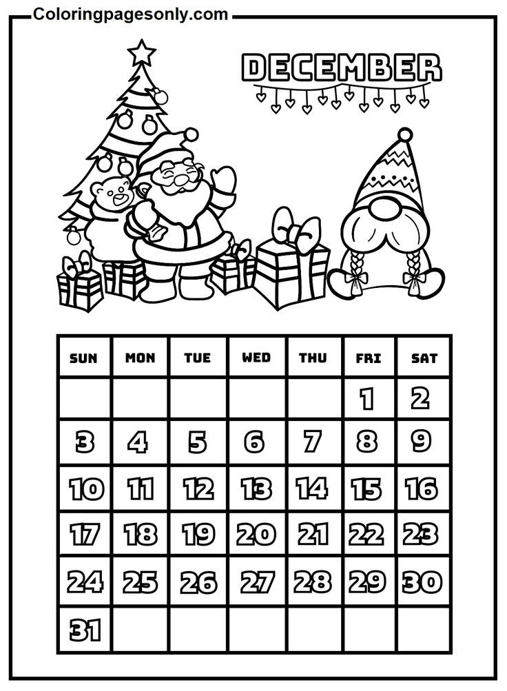 December calend coloring calend free printable coloring pages coloring pages