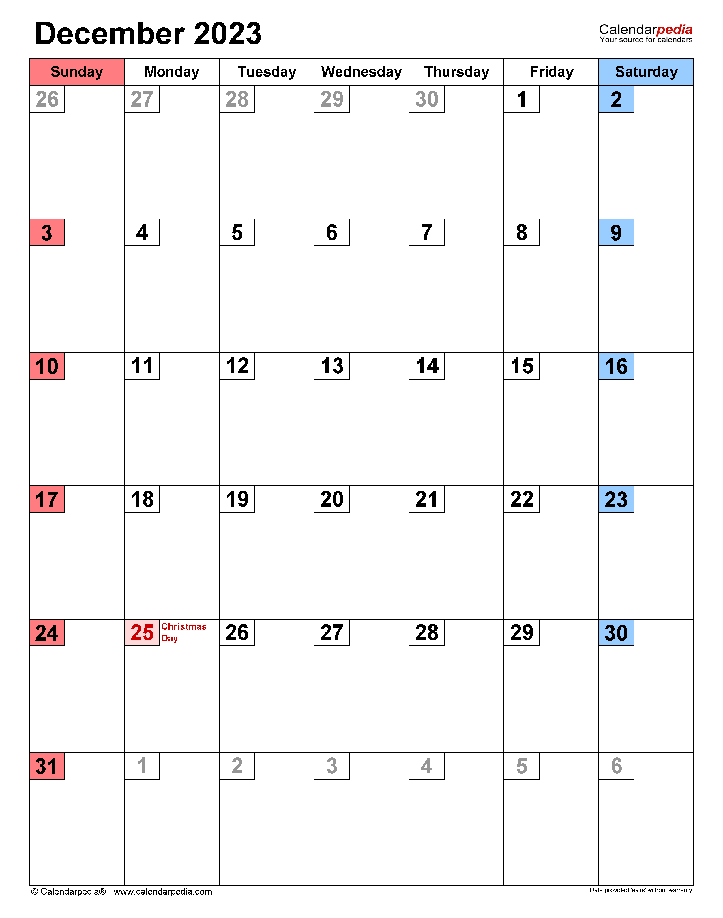December calendar templates for word excel and pdf
