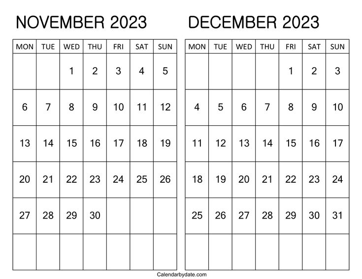 Free printable november december calendar calendar template calendar december