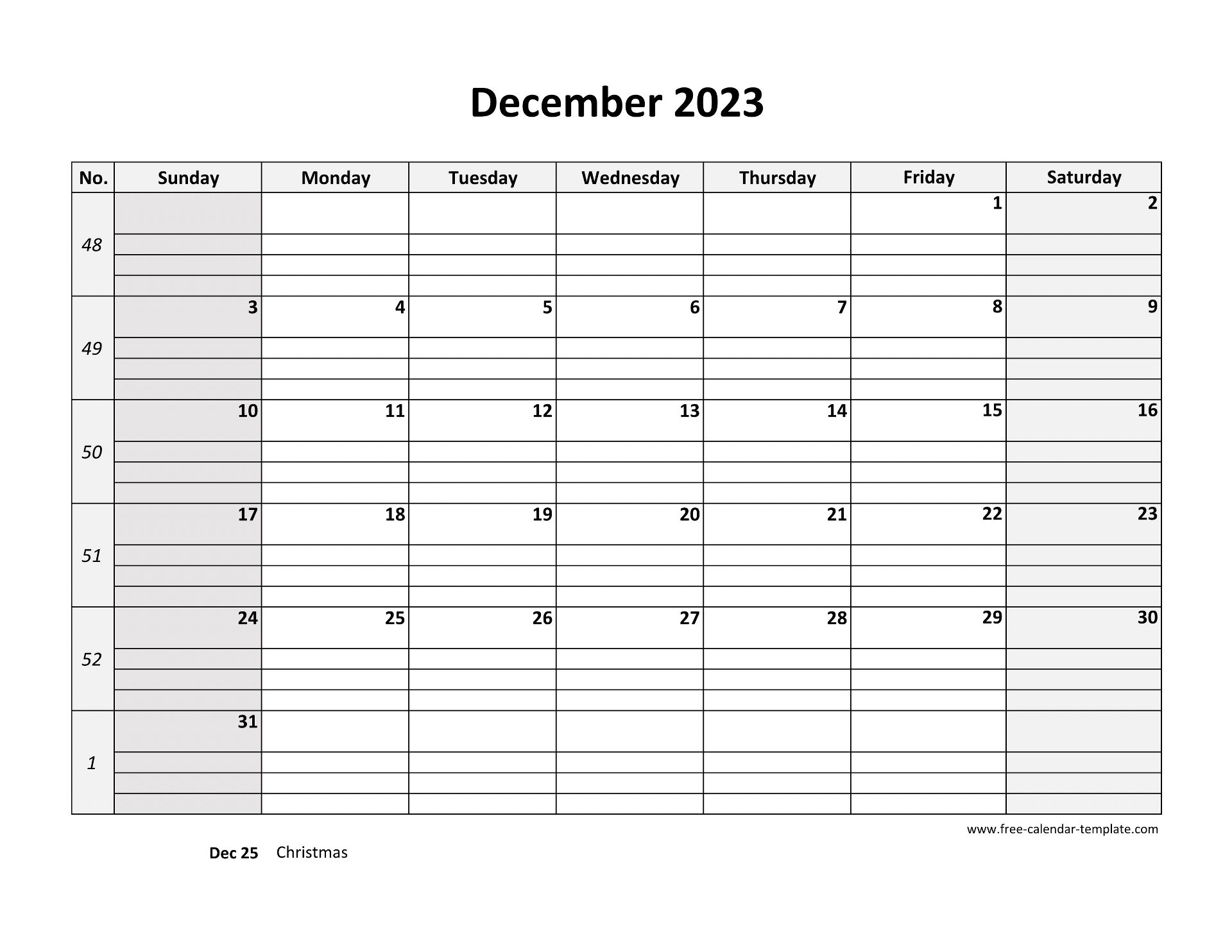 December calendar free printable with grid lines designed horizontal free