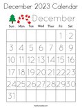 December calendar coloring page