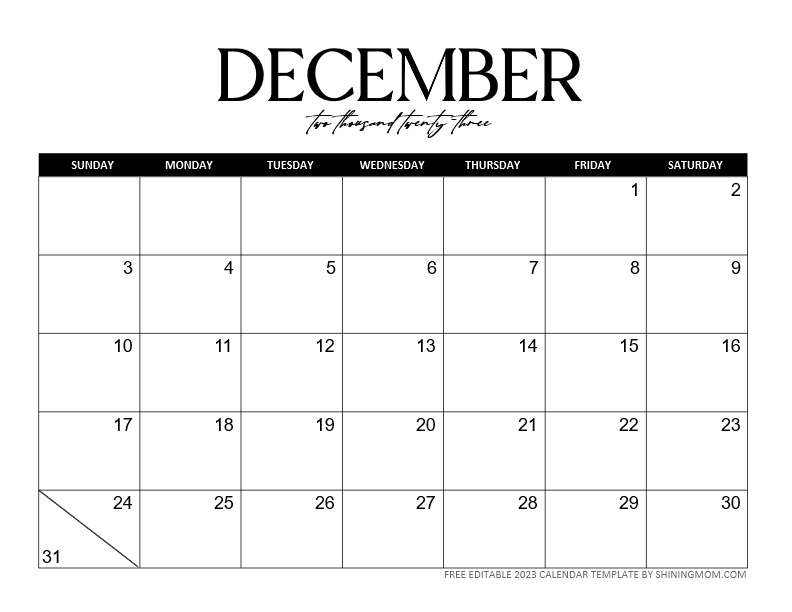Free fully editable calendar template in word