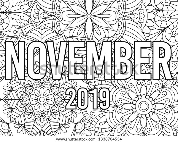 November month coloring page adults mandala stock vector royalty free