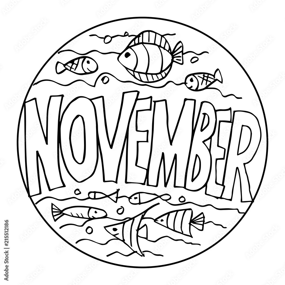 November coloring pages for kids illustration