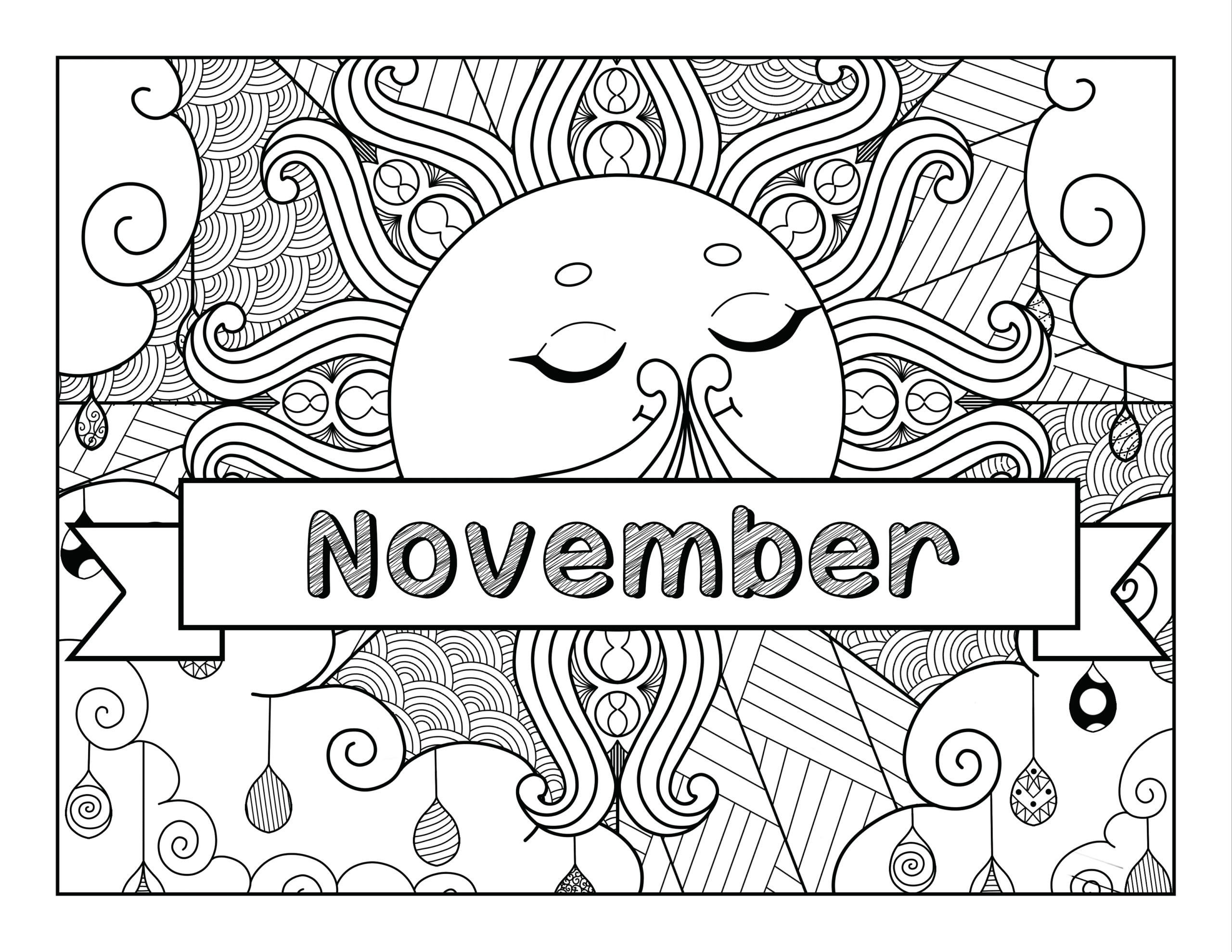 November coloring page printables
