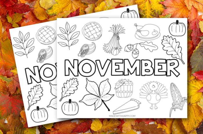 Free november coloring page printable fall coloring