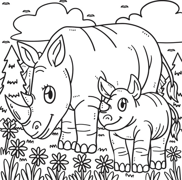 Thousand colorful rhino royalty