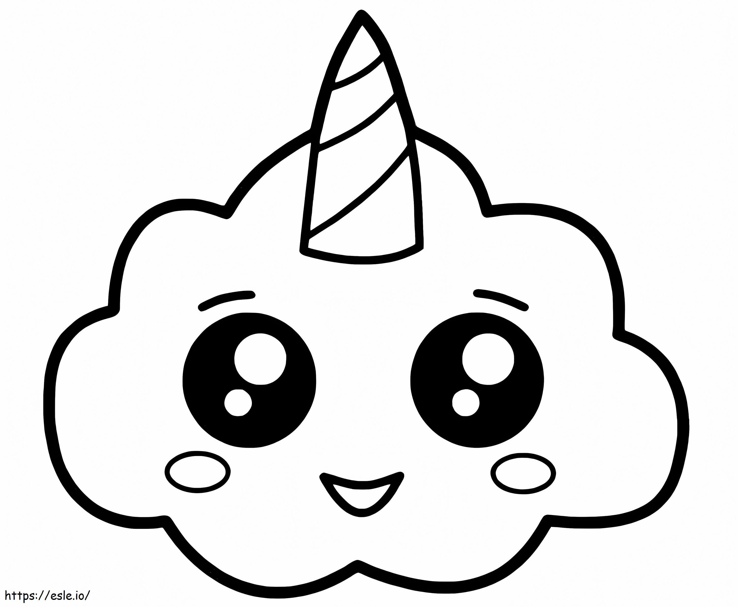Adorable nube de unicorn para colorear