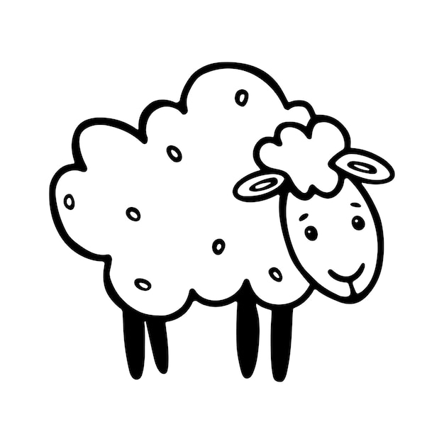 Premium vector sheep outline doodle cute lamb in cartoon style for coloring book for kids premium vector