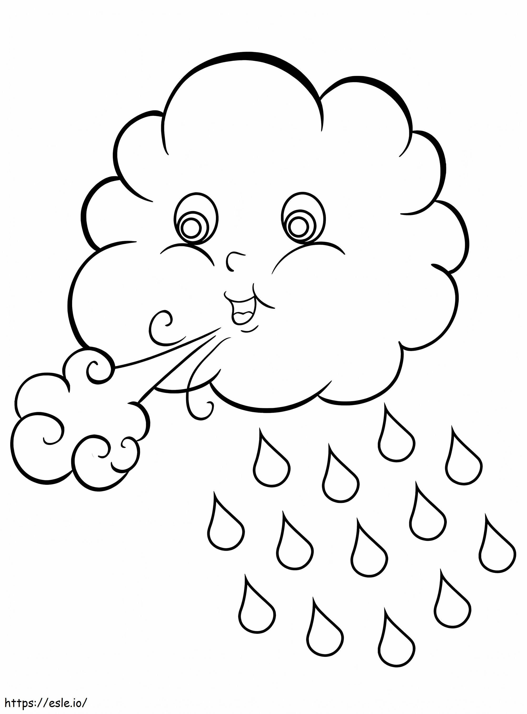 Linda nube de lluvia para colorear