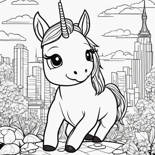 Unicorn wirh clouds coloring page on