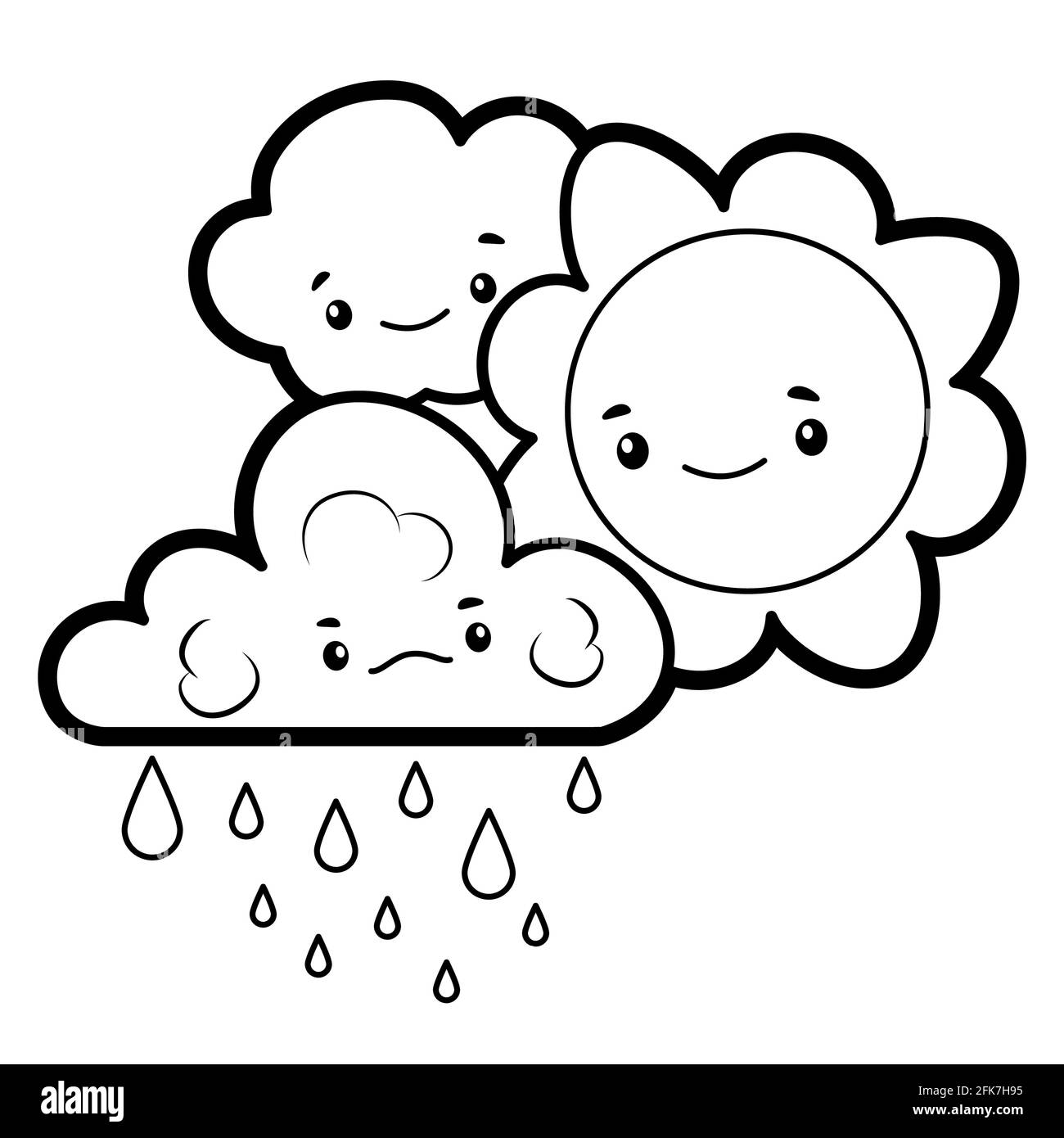 Con el sol y la nube para colorear imãgen recortadas de stock