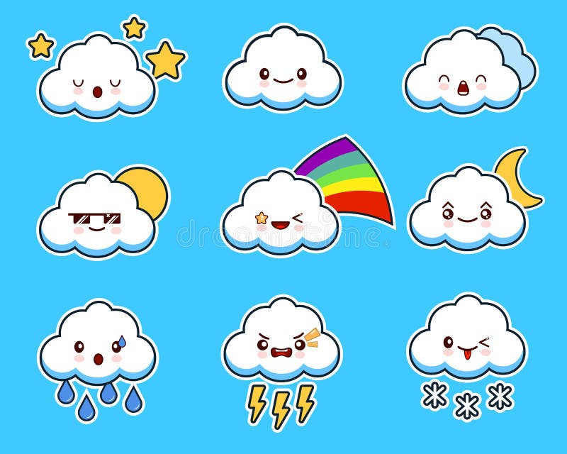 Cloud emotions stock illustrations â cloud emotions stock illustrations vectors clipart