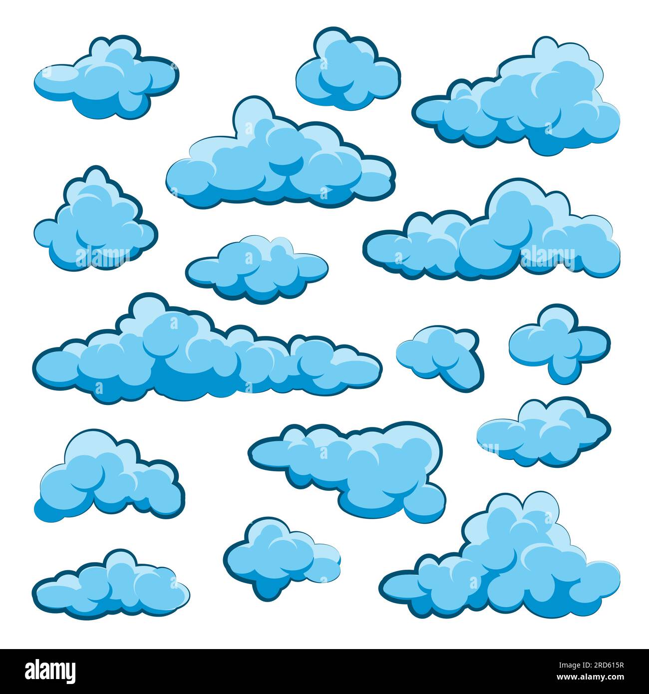 Painted cartoon clouds on blue background simple hand drawn round cloud summer sky panorama cloudscape flat design vector illustration stock vector image art