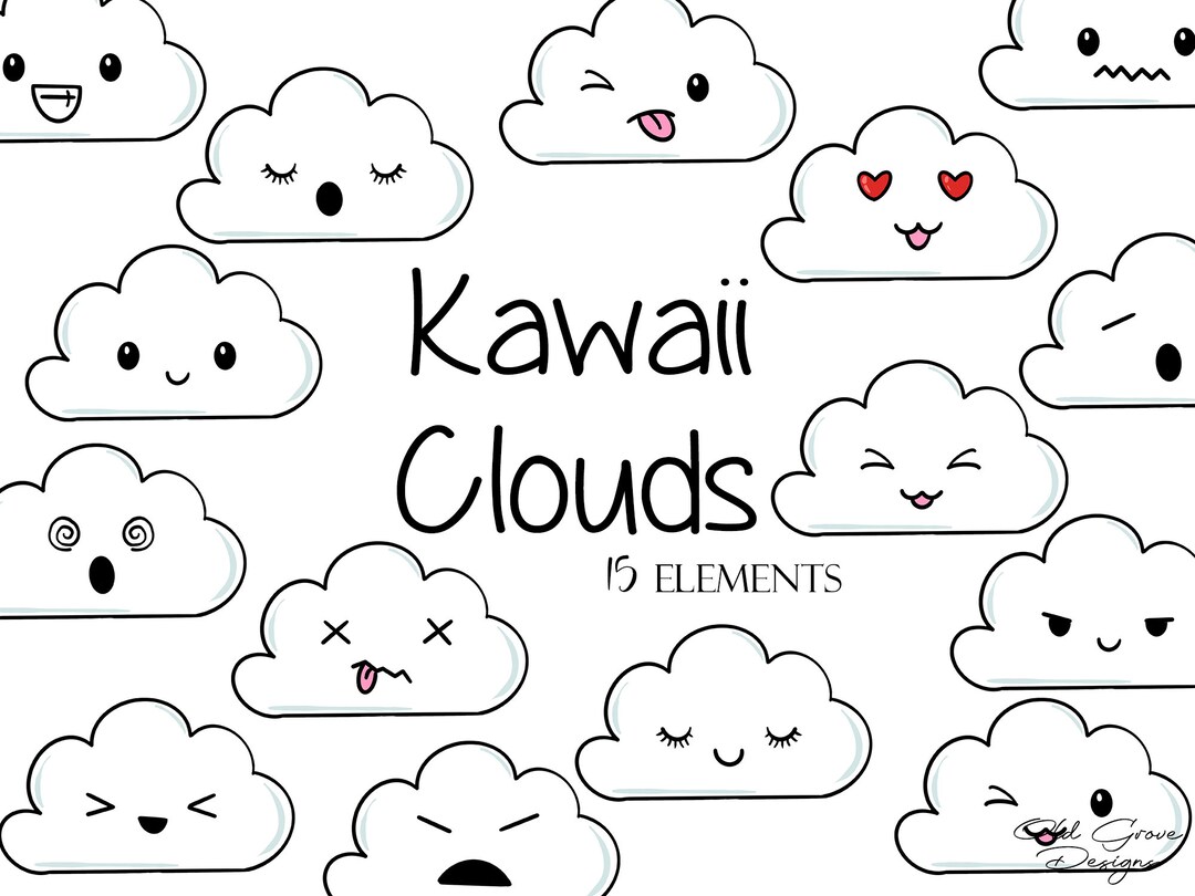 Buy kawaii clouds clipart download cloud clipart sky clipart png kawaii faces cute cloud clipart kawaii clipart bundle anime faces online in india