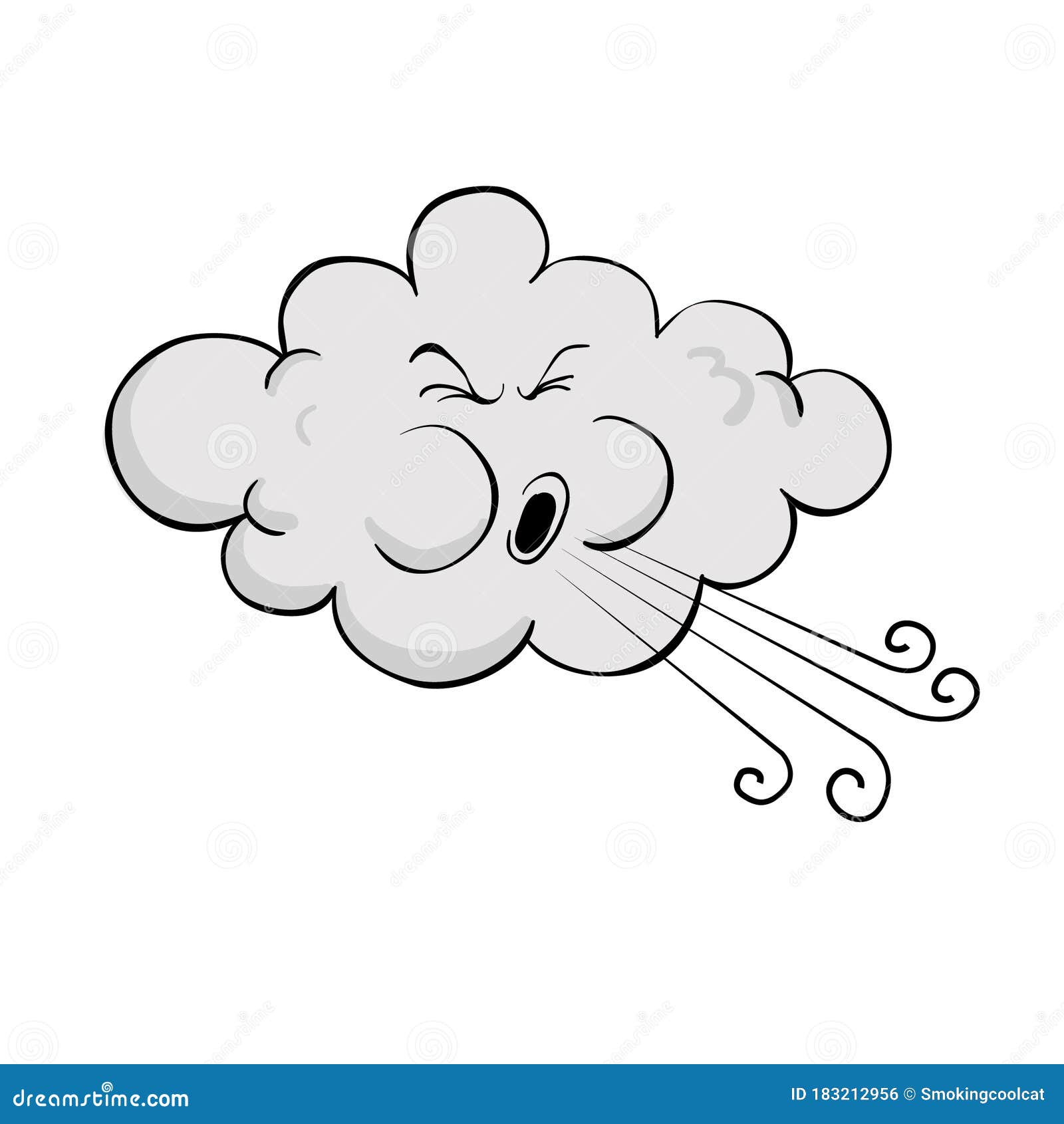 Retro cartoon cloud blowing wind stock illustrations â retro cartoon cloud blowing wind stock illustrations vectors clipart