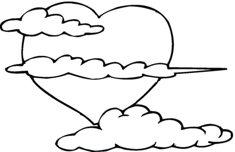 Dibujo de gran corazãn en las nubes para colorear dibujos para colorear imprimir gratis