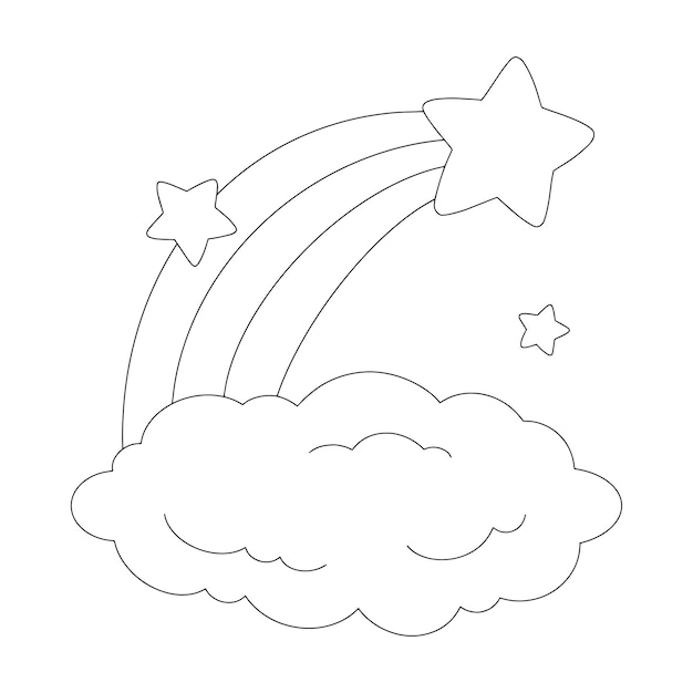 Pãgina de libro para colorear de arco iris y nub para niãos vector premium