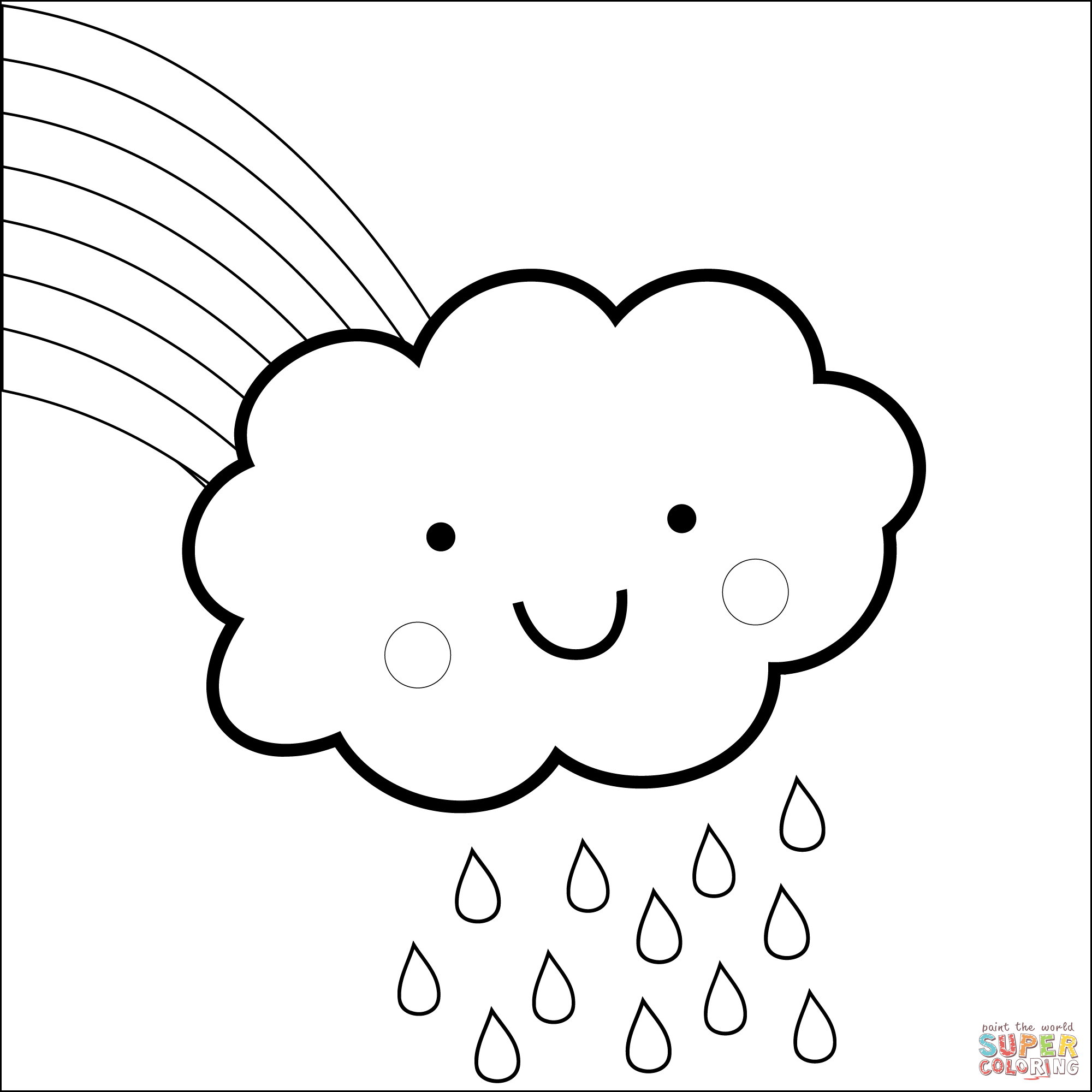 Dibujo de arcoiris y nube kawaii para colorear dibujos para colorear imprimir gratis